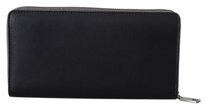 Dolce & Gabbana Black Zip Around Continental Clutch Leather Wallet - DEA STILOSA MILANO