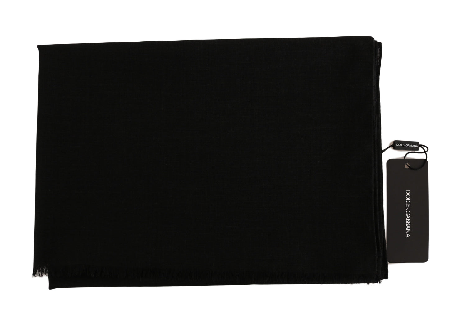 Dolce & Gabbana Solid Black Wool Blend Shawl Wrap 70cm X 200cm Scarf - DEA STILOSA MILANO