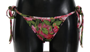 Dolce & Gabbana Black Pink Rose Print Bottom Bikini Beachwear - DEA STILOSA MILANO