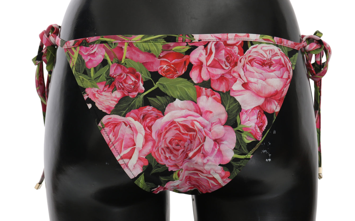 Dolce & Gabbana Black Pink Rose Print Bottom Bikini Beachwear - DEA STILOSA MILANO