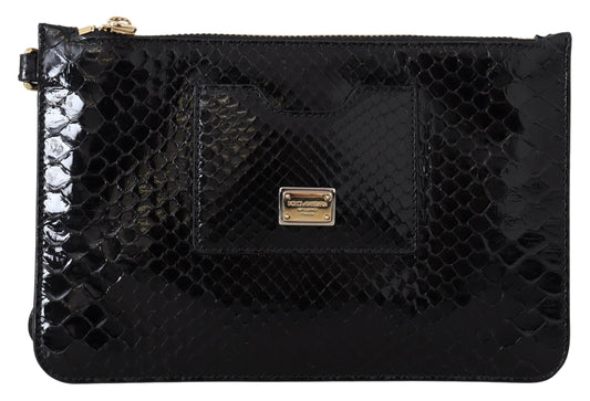 Dolce & Gabbana Black Leather Coin Purse Wristlet Mirror Agnese Wallet - DEA STILOSA MILANO