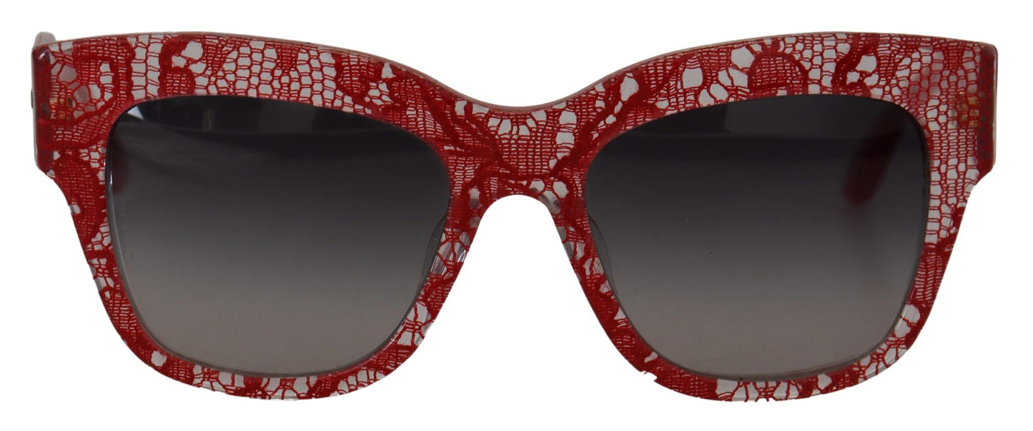 Dolce & Gabbana Red Lace Acetate Rectangle Shades  DG4231F  Sunglasses - DEA STILOSA MILANO