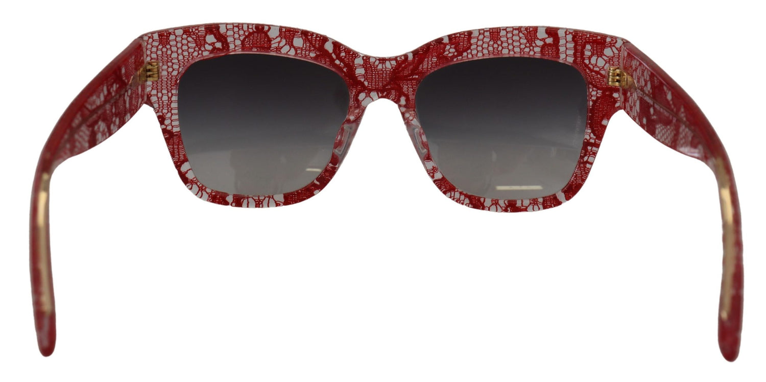 Dolce & Gabbana Red Lace Acetate Rectangle Shades  DG4231F  Sunglasses - DEA STILOSA MILANO