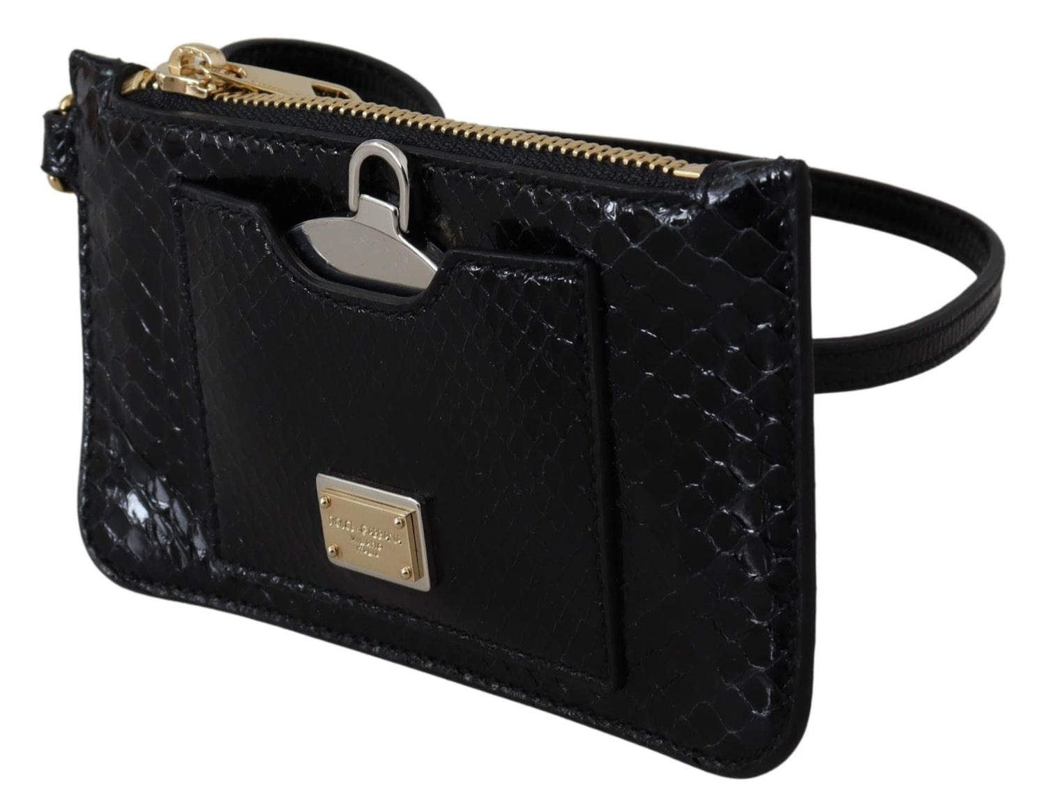 Dolce & Gabbana Black Leather Coin Purse Wristlet Mirror Agnese Wallet - DEA STILOSA MILANO