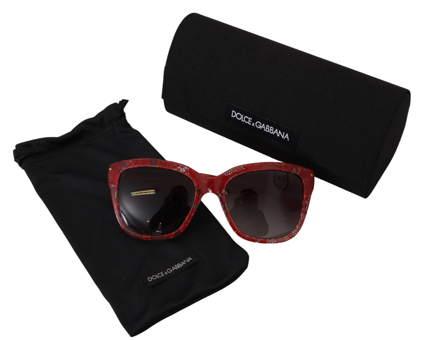 Dolce & Gabbana Red Lace Acetate Rectangle Shades DG4226F Sunglasses - DEA STILOSA MILANO