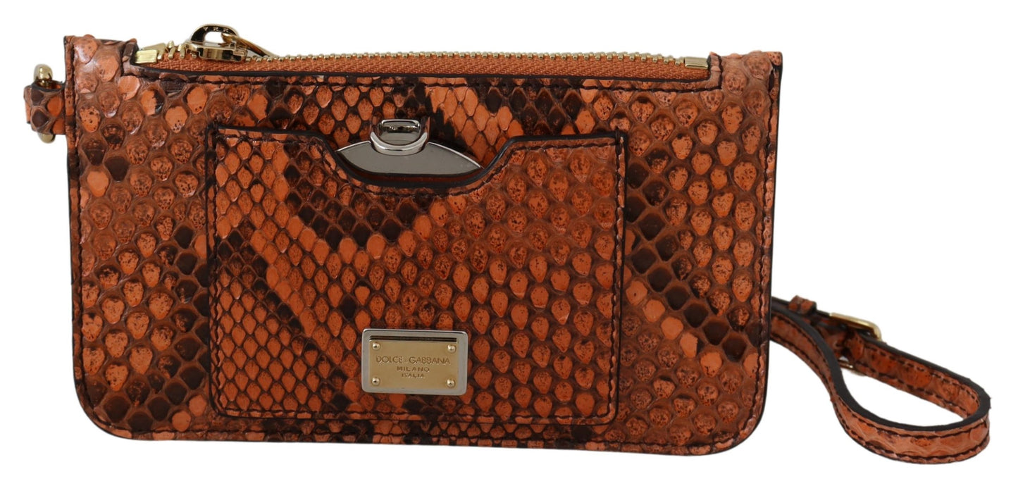 Dolce & Gabbana Brown Leather Coin Purse Wristlet Mirror AGNESE Wallet - DEA STILOSA MILANO