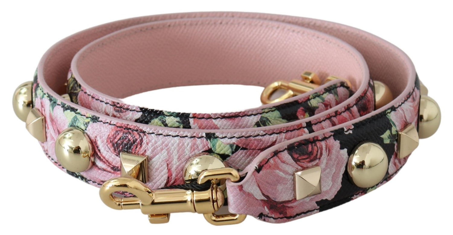 Dolce & Gabbana Pink Floral Gold Studs Bag Accessory Shoulder Strap - DEA STILOSA MILANO