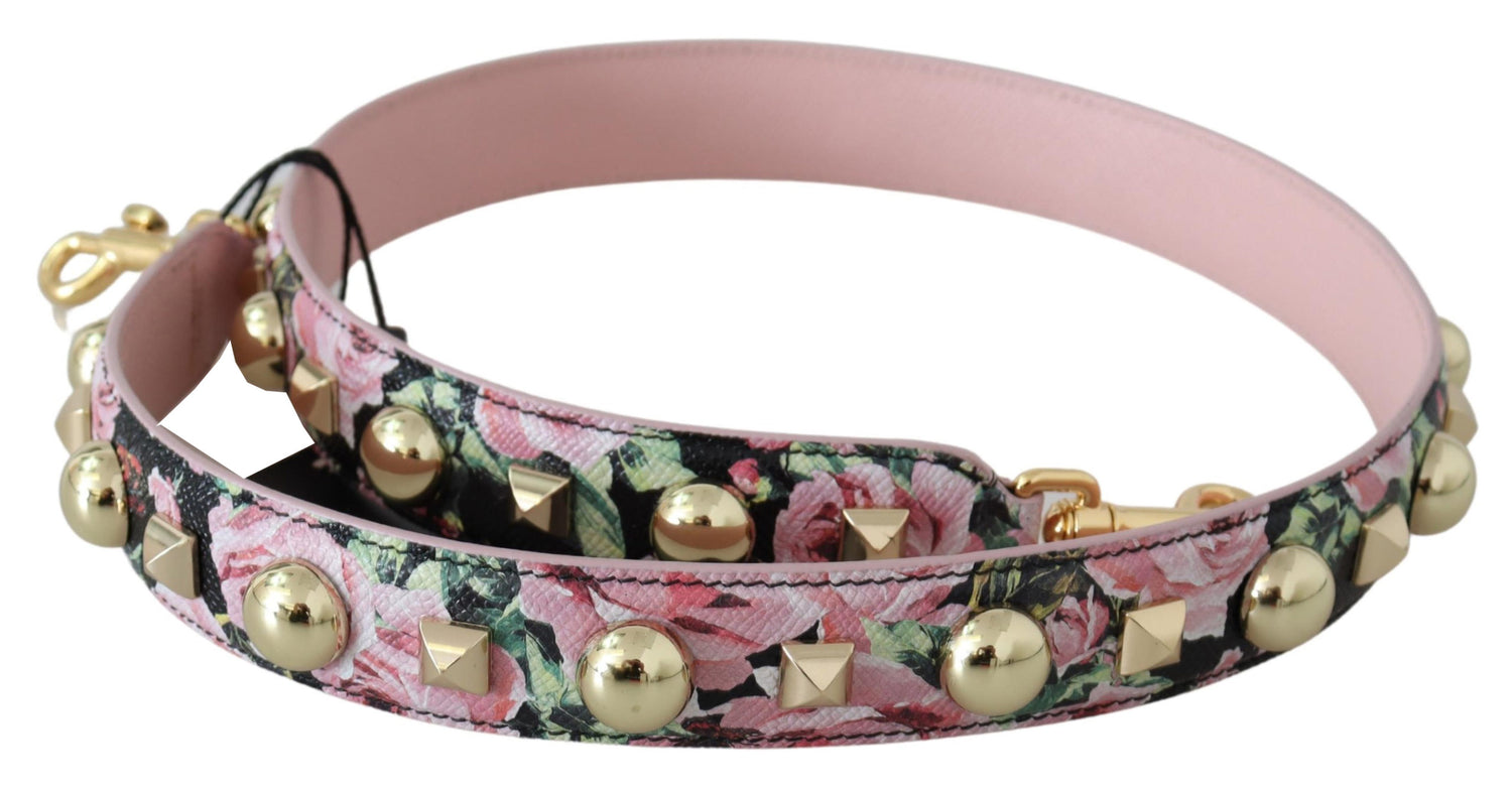 Dolce & Gabbana Pink Floral Gold Studs Bag Accessory Shoulder Strap - DEA STILOSA MILANO