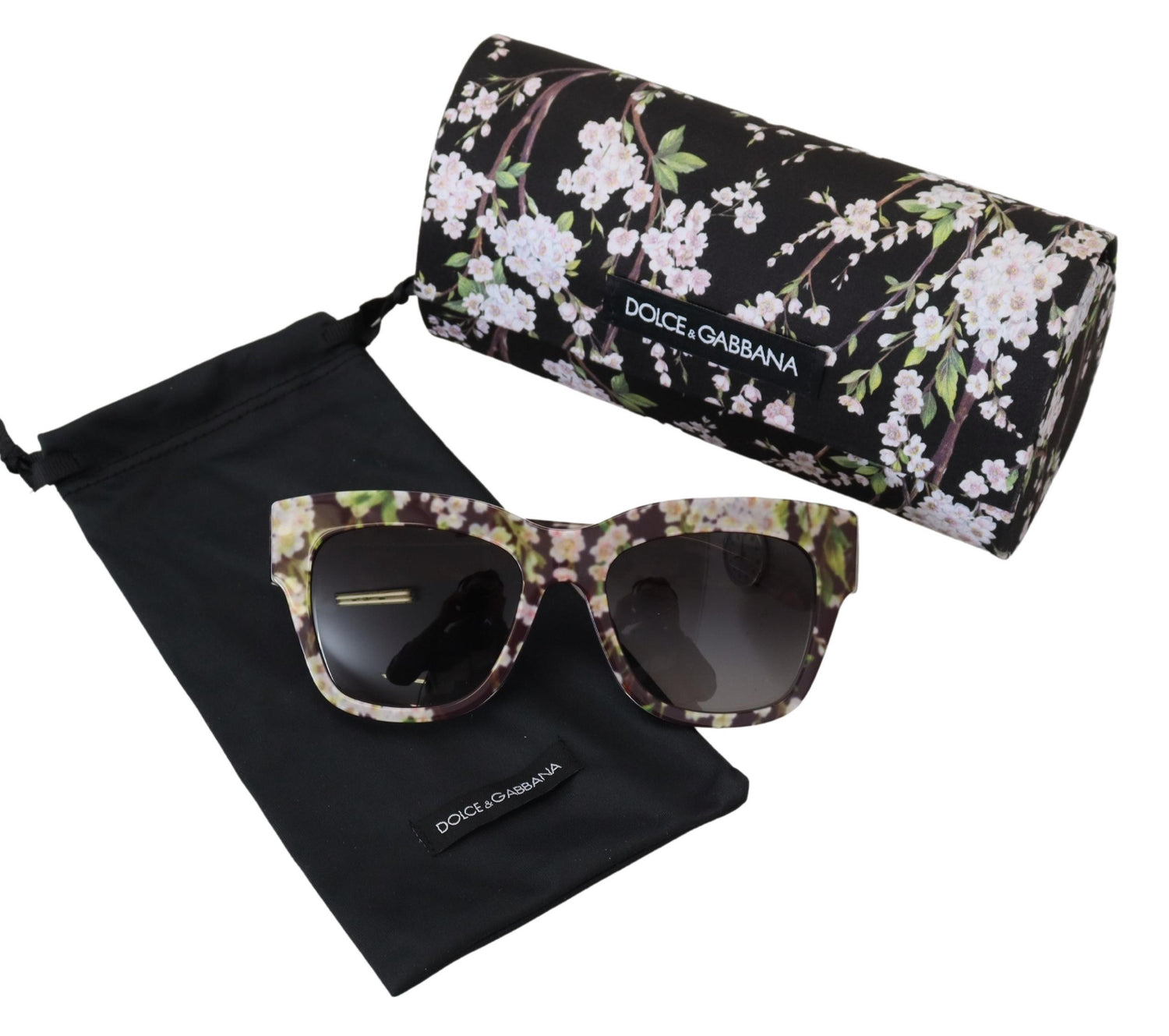 Dolce & Gabbana Black Floral Acetate Rectangle Shades DG4231F Sunglasses - DEA STILOSA MILANO