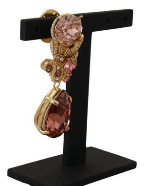 Dolce & Gabbana Gold Tone Brass Crystal Jewelry Dangling Pin Brooch - DEA STILOSA MILANO