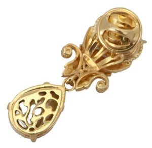 Dolce & Gabbana Gold Tone Brass Crystal Jewelry Dangling Pin Brooch - DEA STILOSA MILANO