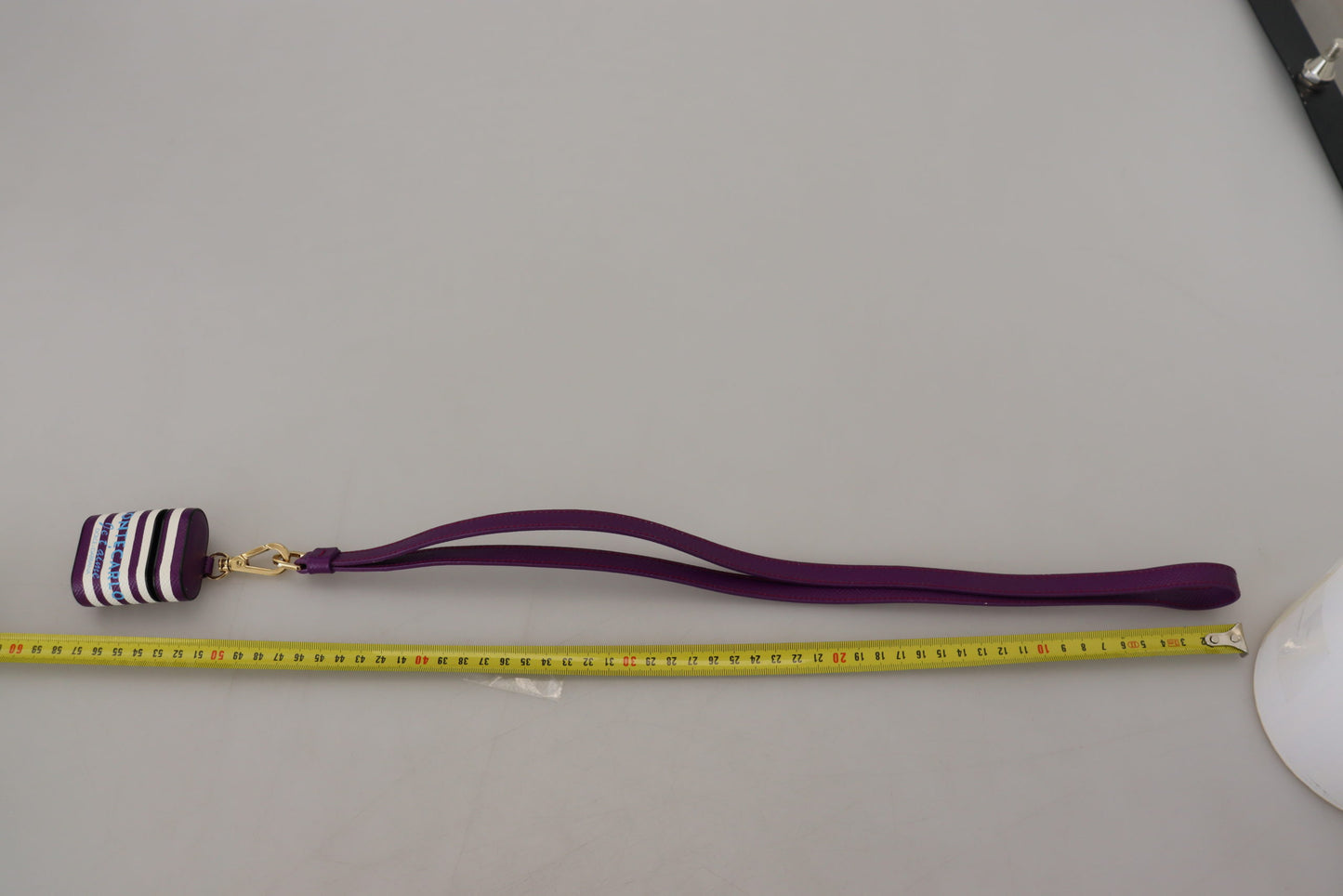 Dolce & Gabbana Purple Leather Strap Gold Metal Logo Airpods Case - DEA STILOSA MILANO