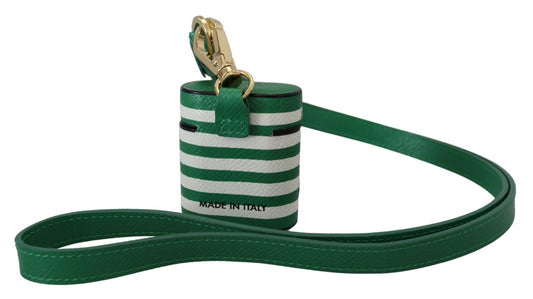 Dolce & Gabbana Green Leather Strap Gold Metal Logo Airpods Case - DEA STILOSA MILANO