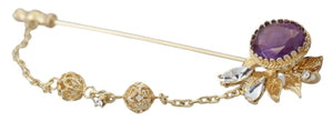 Dolce & Gabbana Gold Tone 925 Sterling Silver Crystal Chain Pin Brooch - DEA STILOSA MILANO