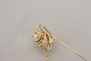 Dolce & Gabbana Gold Tone 925 Sterling Silver Crystal Chain Pin Brooch - DEA STILOSA MILANO