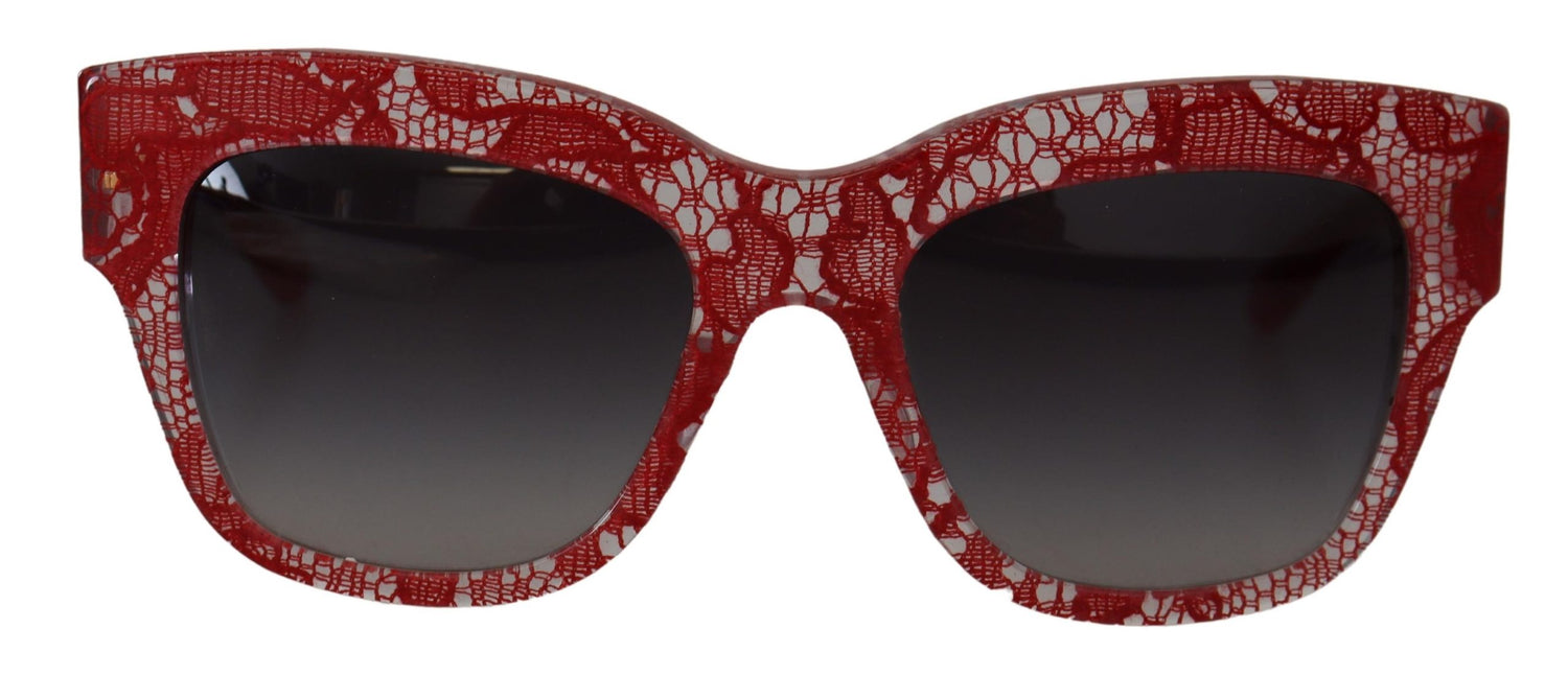 Dolce & Gabbana Red Lace Acetate Rectangle Shades DG4231Sunglasses - DEA STILOSA MILANO