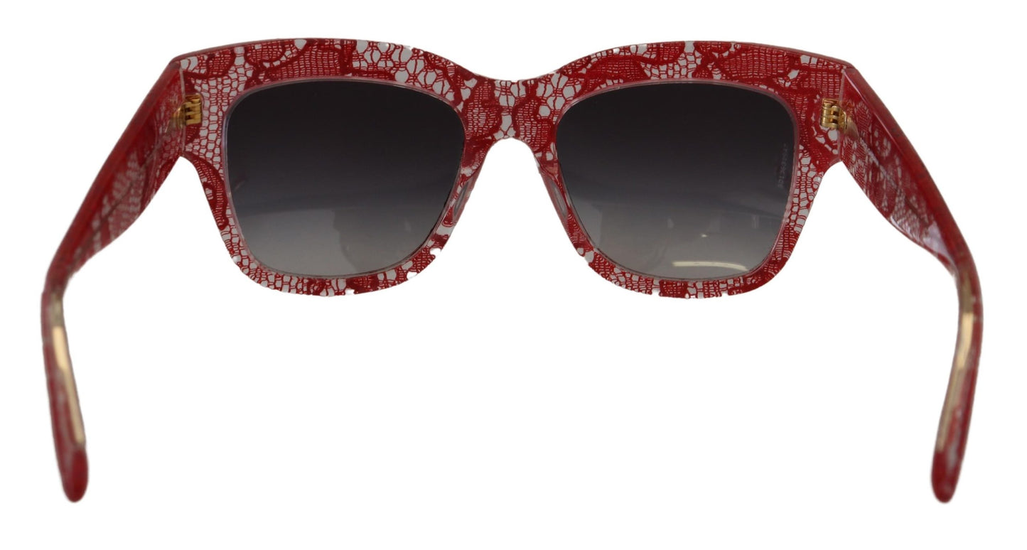 Dolce & Gabbana Red Lace Acetate Rectangle Shades DG4231Sunglasses - DEA STILOSA MILANO