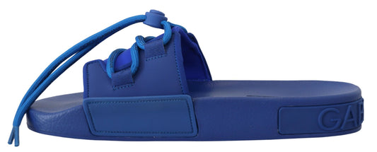 Dolce & Gabbana Blue Stretch Rubber Sandals Slides Slip On Shoes - DEA STILOSA MILANO
