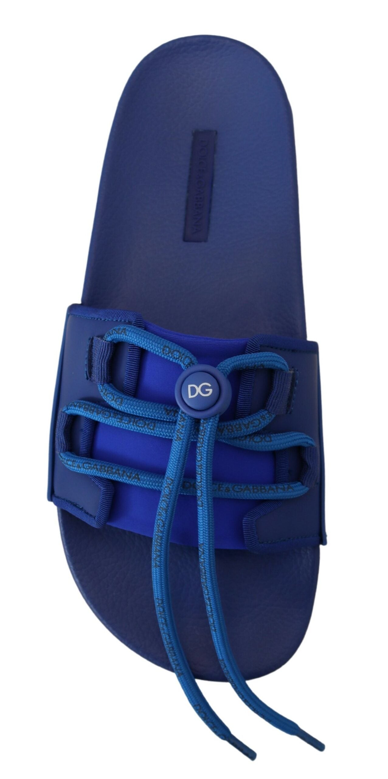 Dolce & Gabbana Blue Stretch Rubber Sandals Slides Slip On Shoes - DEA STILOSA MILANO