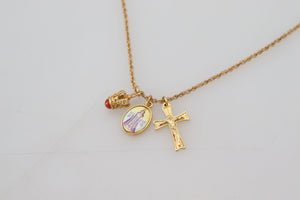 Dolce & Gabbana Gold Brass Chain Religious Cross Pendant Charm Necklace - DEA STILOSA MILANO