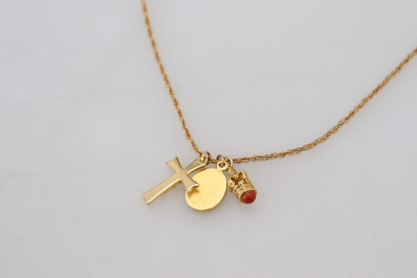 Dolce & Gabbana Gold Brass Chain Religious Cross Pendant Charm Necklace - DEA STILOSA MILANO