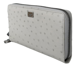 Dolce & Gabbana White Ostrich Leather Continental Mens Clutch Wallet - DEA STILOSA MILANO