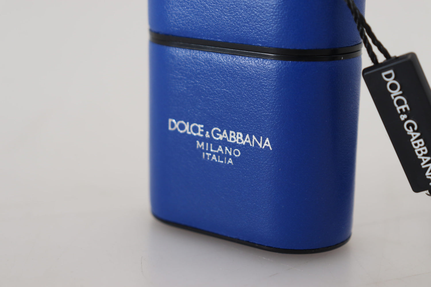 Dolce & Gabbana Blue Leather Silver Metal Logo Airpods Case - DEA STILOSA MILANO