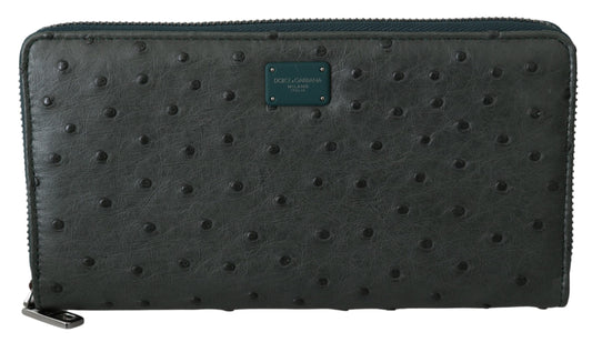 Dolce & Gabbana Green Ostrich Leather Continental Mens Clutch Wallet - DEA STILOSA MILANO