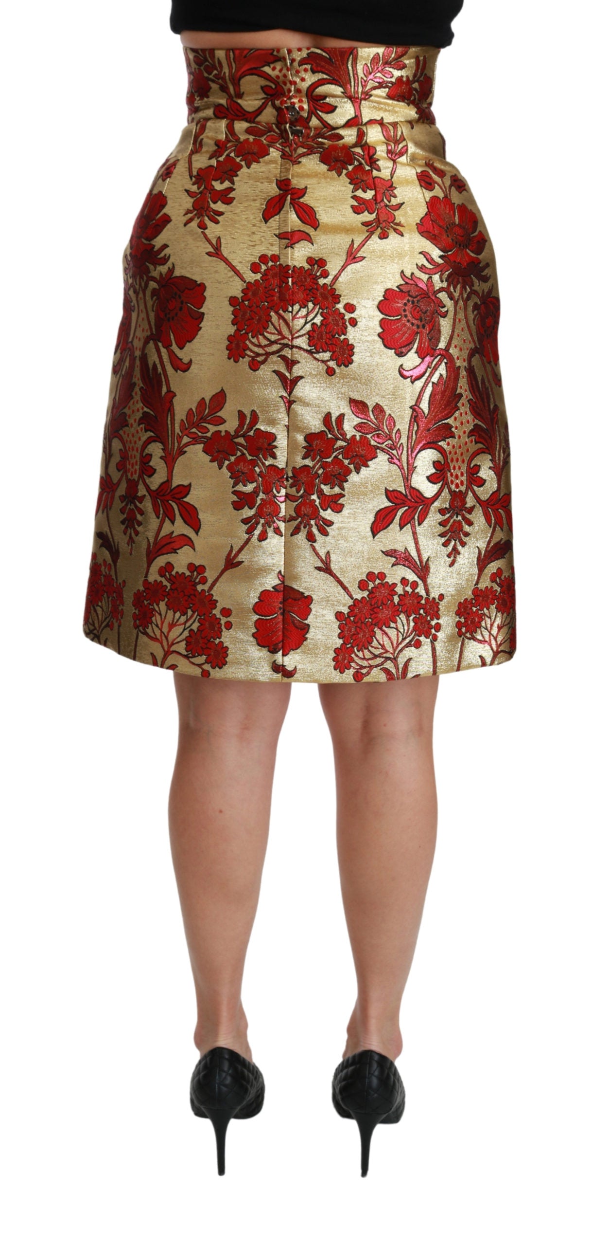 Dolce & Gabbana Gold Floral Jacquard High Waist Mini Skirt - DEA STILOSA MILANO