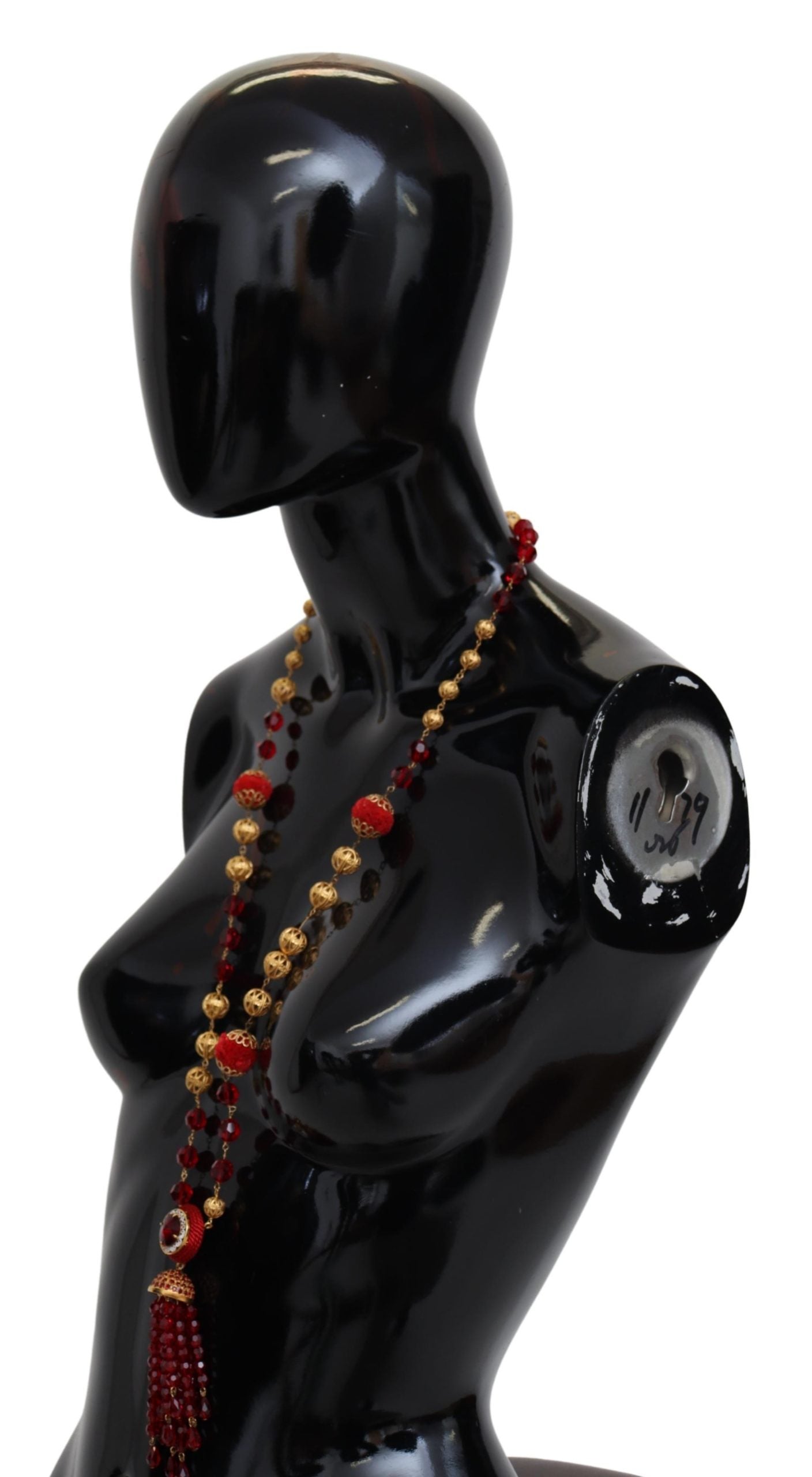 Dolce & Gabbana Gold Tone Brass Red Crystals Pendant Opera Chain  Necklace - DEA STILOSA MILANO