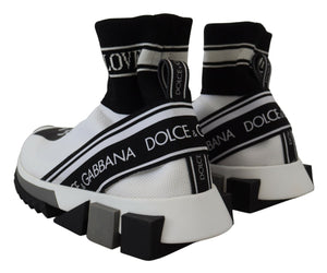 Dolce & Gabbana White Black Sorrento Socks Sneakers Shoes - DEA STILOSA MILANO