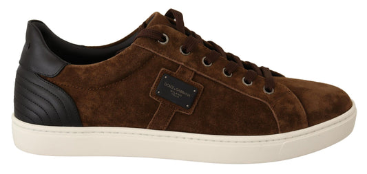 Dolce & Gabbana Brown Suede Leather Mens Low Tops Sneakers - DEA STILOSA MILANO