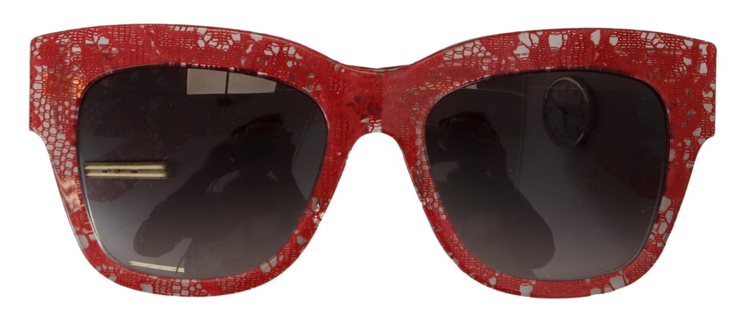 Dolce & Gabbana Red Lace Acetate Rectangle Shades DG4231 Sunglasses - DEA STILOSA MILANO