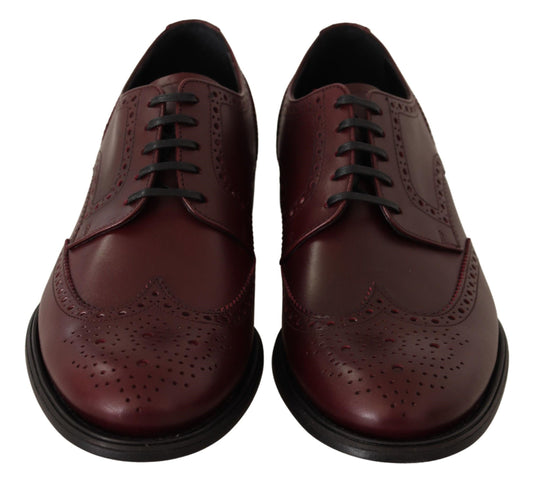 Dolce & Gabbana Bordeaux Leather Oxford Wingtip Formal Shoes - DEA STILOSA MILANO