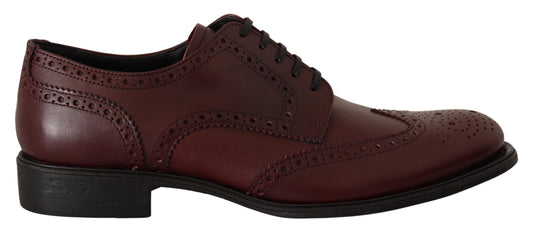 Dolce & Gabbana Bordeaux Leather Oxford Wingtip Formal Shoes - DEA STILOSA MILANO