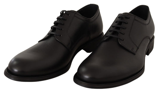 Dolce & Gabbana Black Leather Lace Up Mens Formal Derby Shoes - DEA STILOSA MILANO