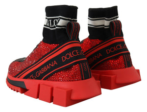 Dolce & Gabbana Red Bling Sorrento Sneakers Socks Shoes - DEA STILOSA MILANO