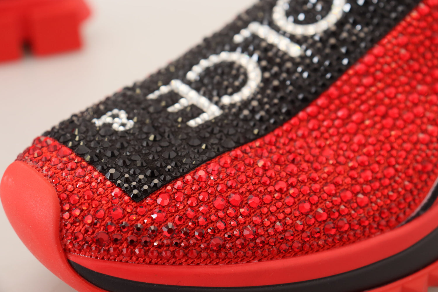 Dolce & Gabbana Red Bling Sorrento Sneakers Socks Shoes - DEA STILOSA MILANO