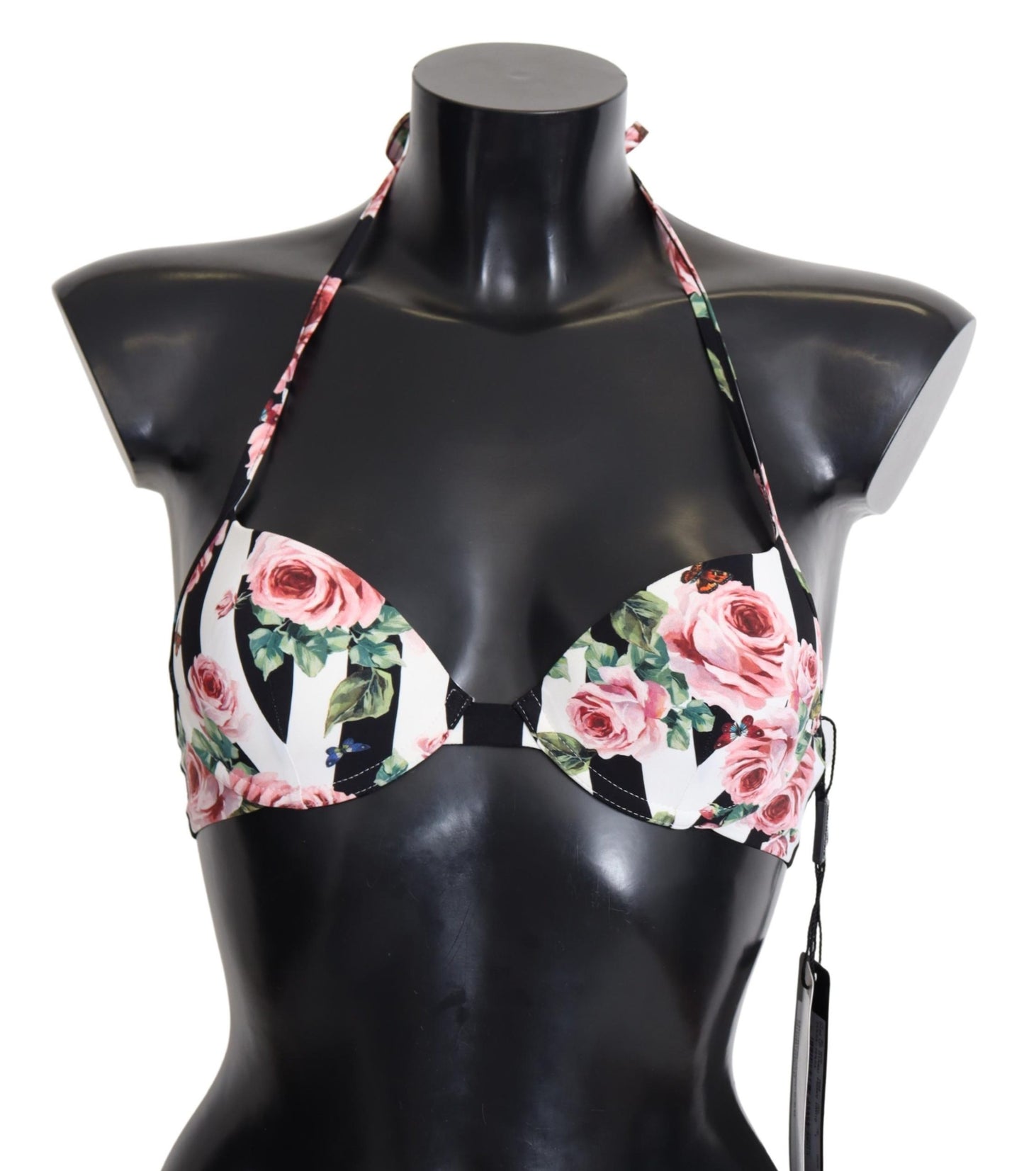 Dolce & Gabbana Multicolor Striped Rose Print Swimwear Bikini Tops - DEA STILOSA MILANO