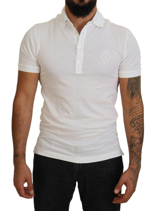 Dolce & Gabbana White Cotton Logo Short Sleeve Polo T-shirt - DEA STILOSA MILANO
