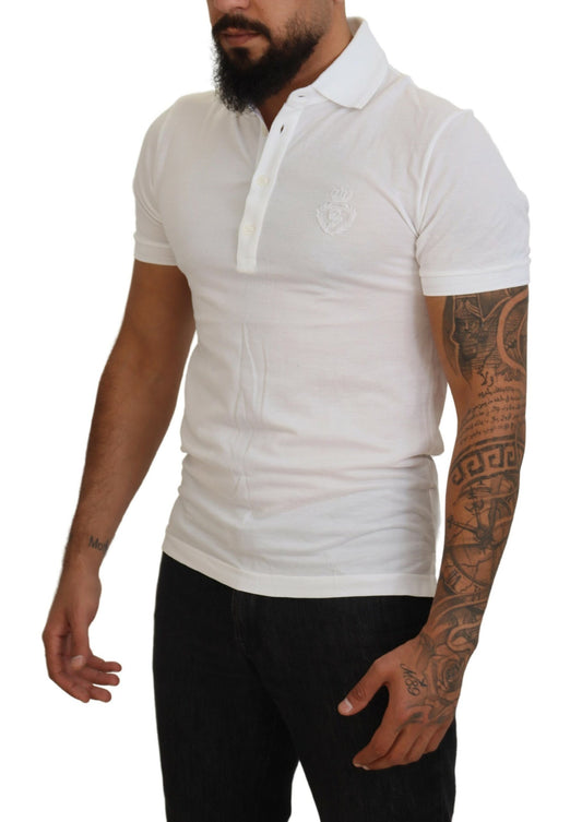 Dolce & Gabbana White Cotton Logo Short Sleeve Polo T-shirt - DEA STILOSA MILANO