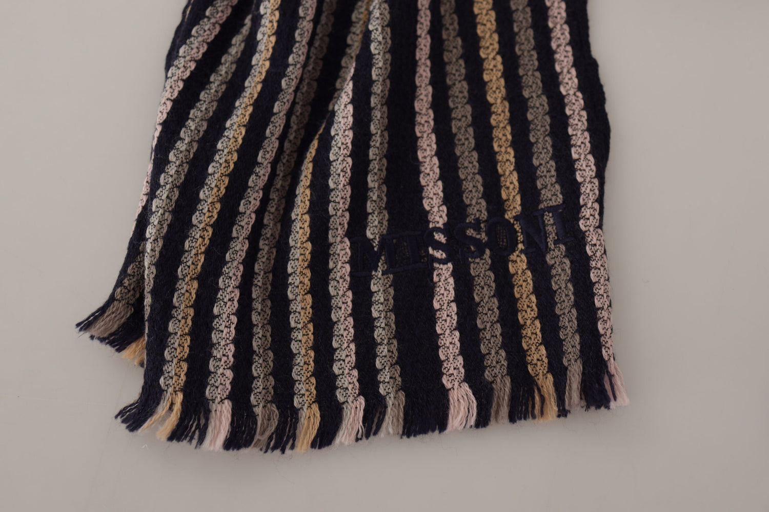 Missoni Multicolor Stripes Wool Knit Fringe Shawl Scarf - DEA STILOSA MILANO