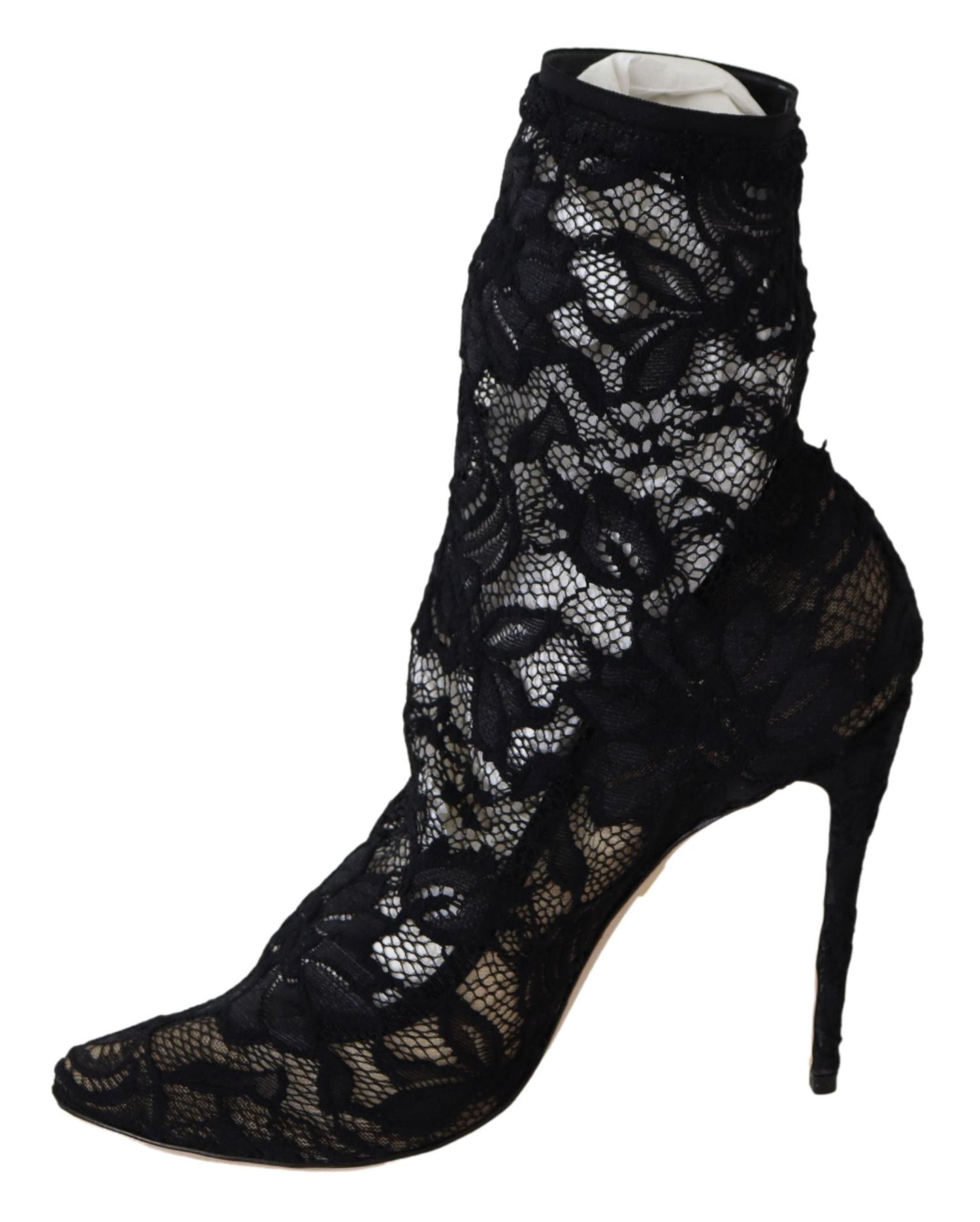 Dolce & Gabbana Black Lace Taormina High Heel Boots Shoes - DEA STILOSA MILANO