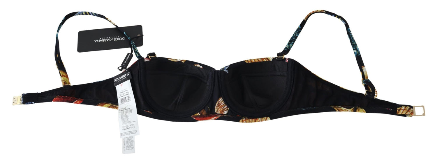 Dolce & Gabbana Black Seashells Print Women Swimwear Bikini Tops - DEA STILOSA MILANO