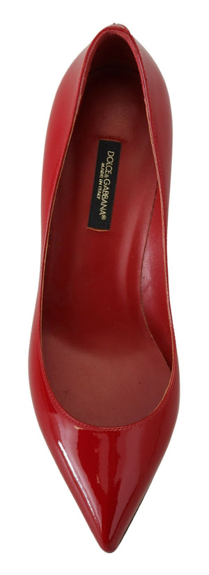 Dolce & Gabbana Red Patent Leather Kitten Heels Pumps Shoes - DEA STILOSA MILANO