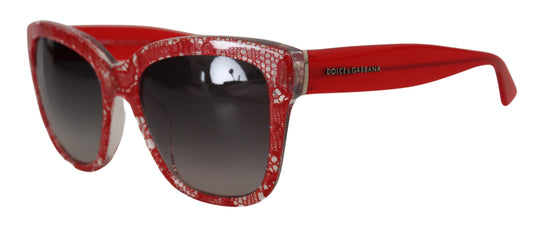 Dolce & Gabbana Red Lace Acetate Rectangle Shades DG422A Sunglasses - DEA STILOSA MILANO