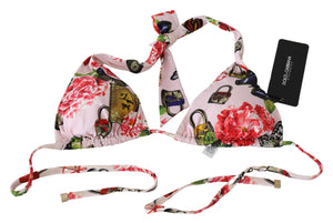 Dolce & Gabbana Multicolor Floral Butterfly Padlock Bikini Tops - DEA STILOSA MILANO