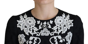 Dolce & Gabbana Black Lace Trim Half Sleeves A-line Dress - DEA STILOSA MILANO