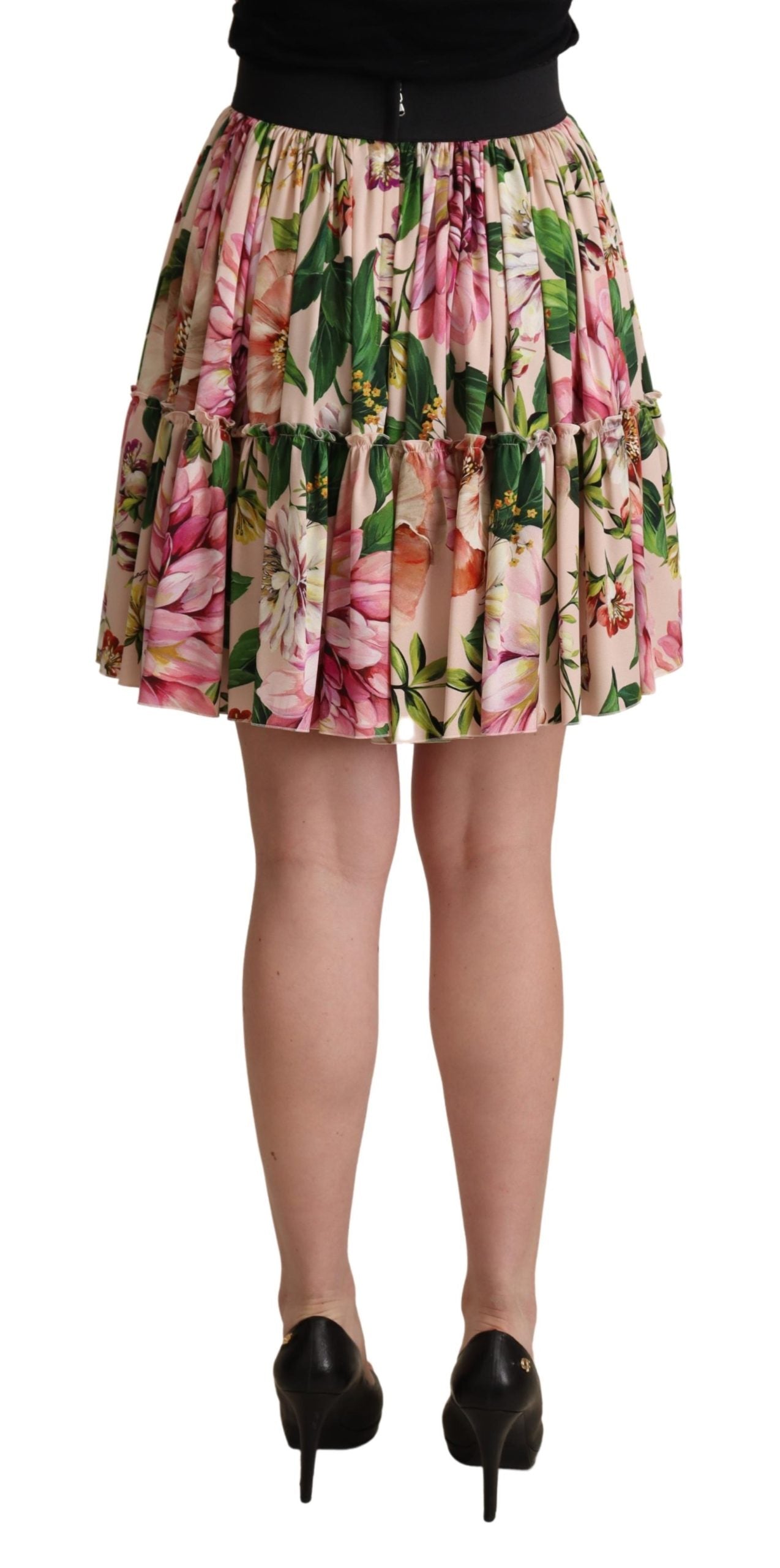 Dolce & Gabbana Pink Floral Print Silk High Waist Mini Skirt - DEA STILOSA MILANO