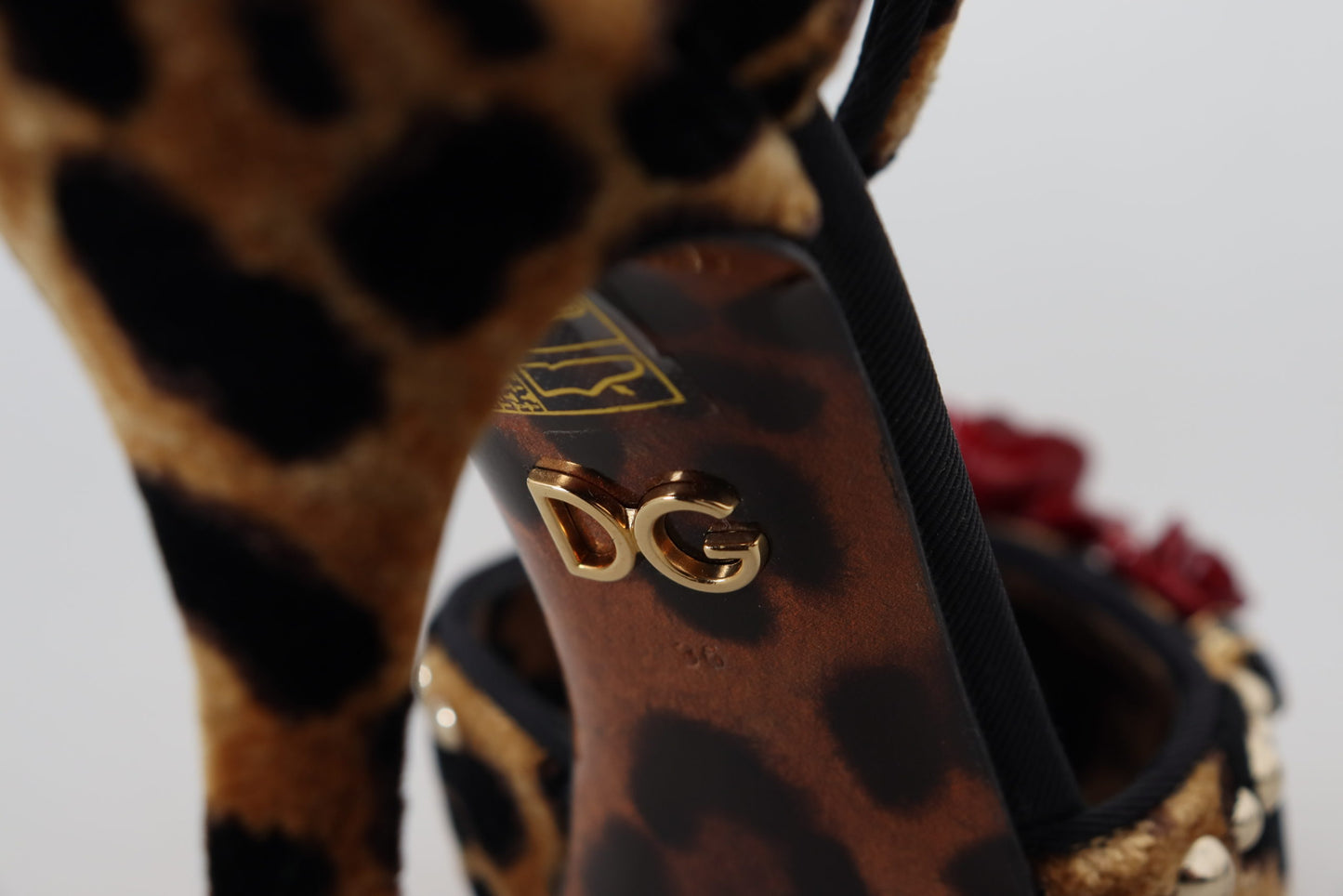 Dolce & Gabbana Brown Embellished Leopard Print Heels Shoes - DEA STILOSA MILANO